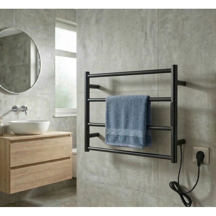 Elektriline rätikuivati 56x37 63W roostevaba teras/must