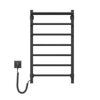 Elektriline rätikuivati termostaadiga FORTIS 155W 80x48 cm IP44 must parempoolne