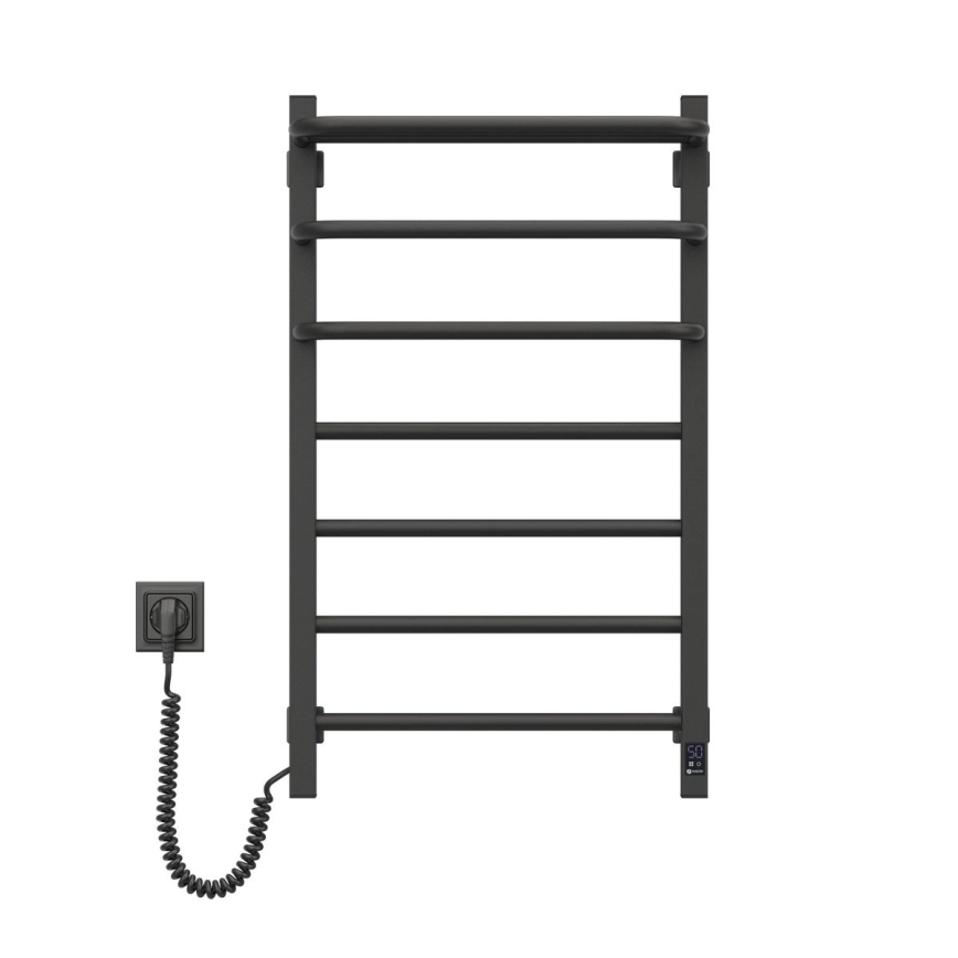 Elektriline rätikuivati termostaadiga FORTIS 155W 80x48 cm IP44 must parempoolne