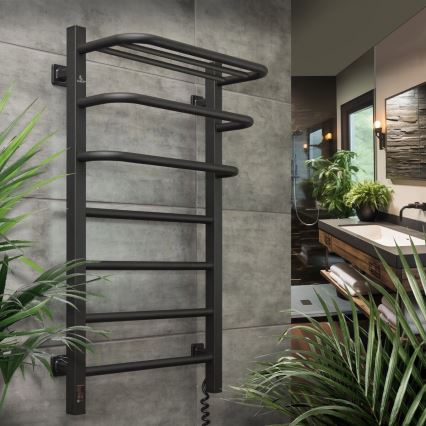 Elektriline rätikuivati termostaadiga FORTIS 155W 80x48 cm  must parempoolne