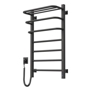 Elektriline rätikuivati termostaadiga FORTIS 155W 80x48 cm must vasakpoolne