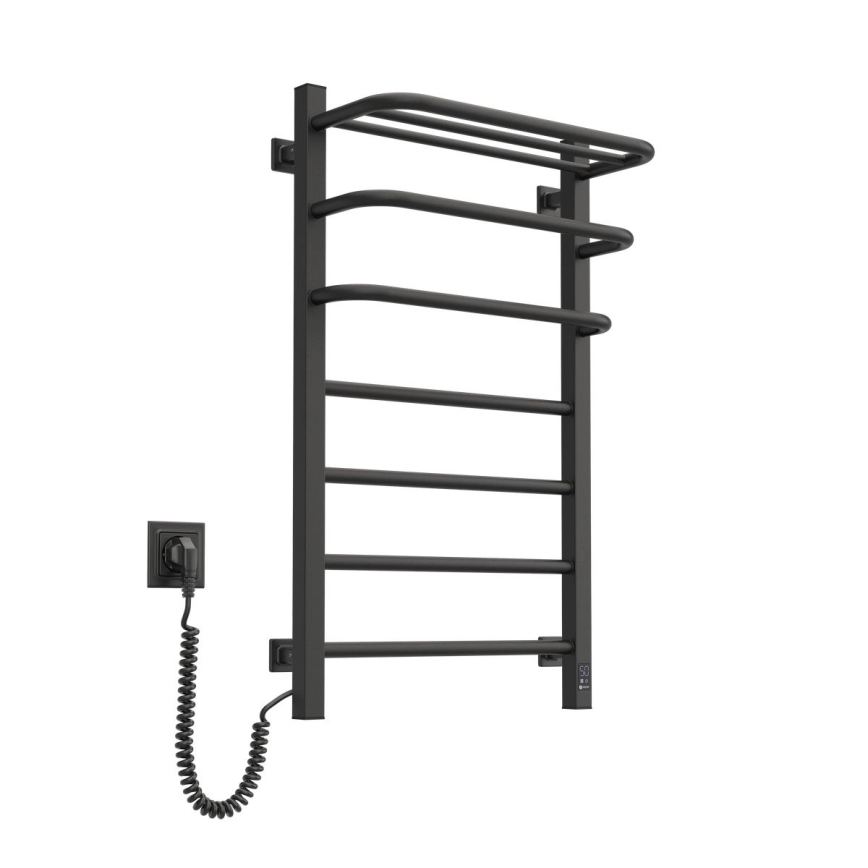 Elektriline rätikuivati termostaadiga FORTIS 155W 80x48 cm must vasakpoolne