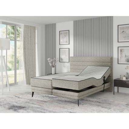 Elektriline reguleeritav polsterdatud voodi koos madratsitega MILA 180x200 cm hall