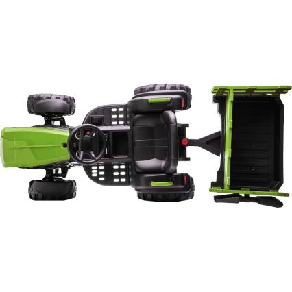 Elektriline traktor koos haagisega 2x30W/7000 mAh must/roheline + kaugjuhtimispult