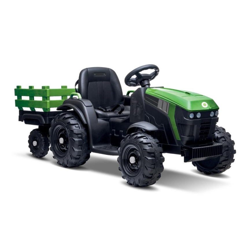 Elektriline traktor koos haagisega 2x30W/7000 mAh must/roheline + kaugjuhtimispult