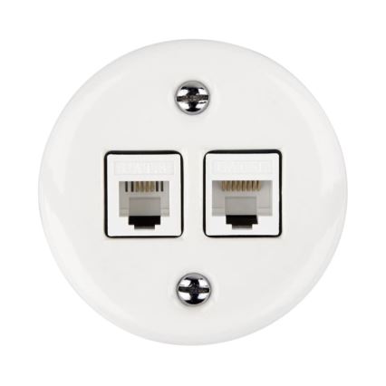 Elhard - Keraamiline retro andmepesa 2xRJ45 valge