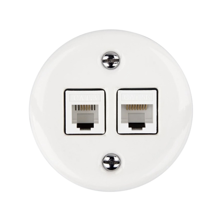 Elhard - Keraamiline retro andmepesa 2xRJ45 valge