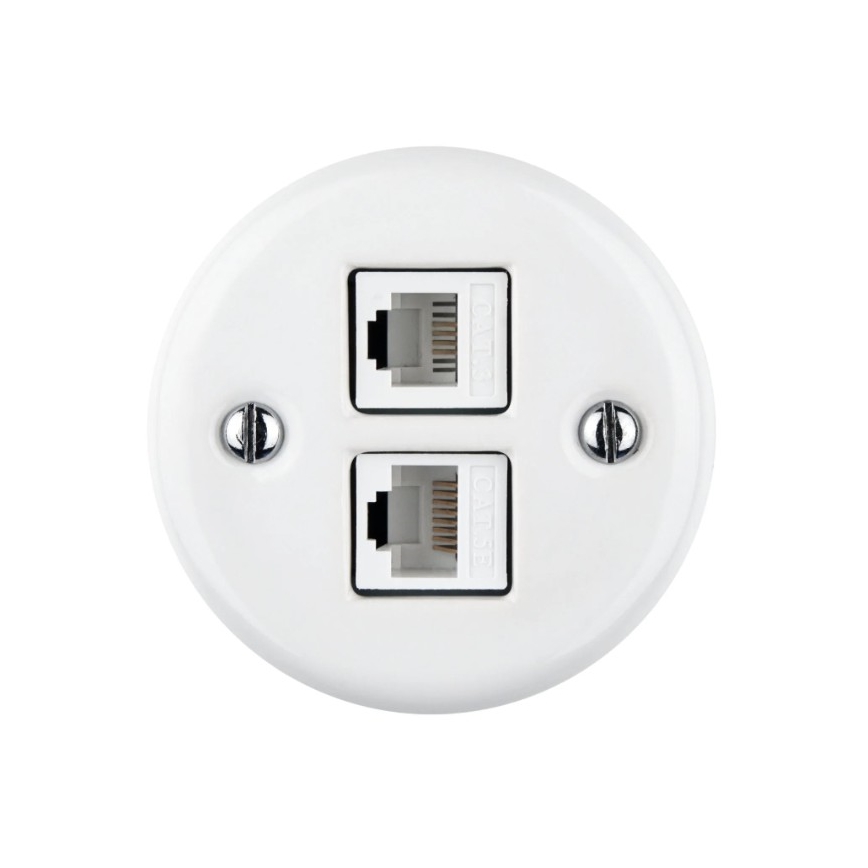 Elhard - Keraamiline retro andmepesa 2xRJ45 valge