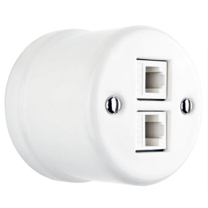 Elhard - Keraamiline retro andmepesa 2xRJ45 valge
