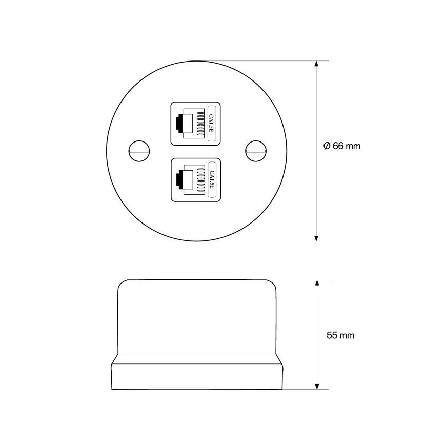Elhard - keraamiline retro andmepesa 2×RJ45 must