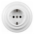 Elhard - keraamiline retro kodune pistikupesa raamiga SCHUKO 230V valge