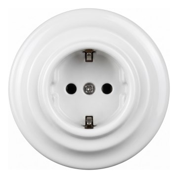 Elhard - keraamiline retro kodune pistikupesa raamiga SCHUKO 230V valge
