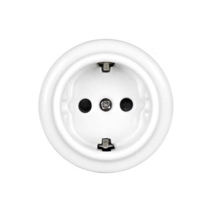 Elhard - keraamiline retro kodune SCHUKO pistikupesa 230 V, valge