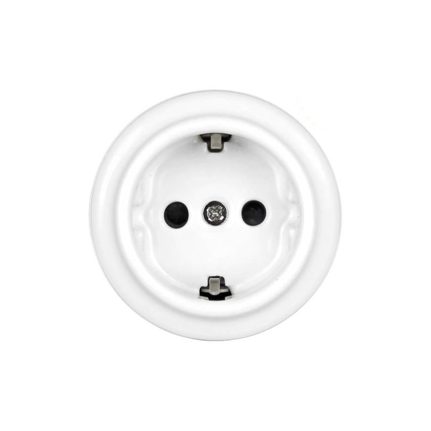Elhard - keraamiline retro kodune SCHUKO pistikupesa 230 V, valge