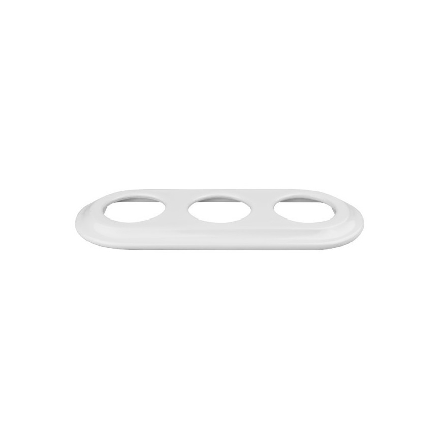 Elhard - Kolmeavaga keraamiline retro seinapistik koduseks kasutamiseks raamiga SCHUKO 230V valge