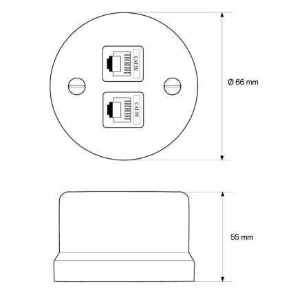Elhard - portselanist retro seinapistikupesa 2×RJ45, valge