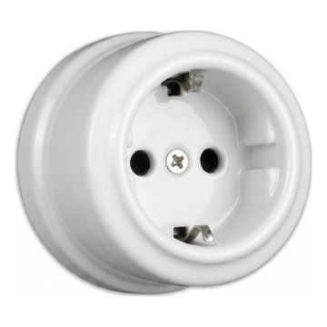 Elhard - Seinale paigaldatav keraamiline retro SCHUKO 230V valge