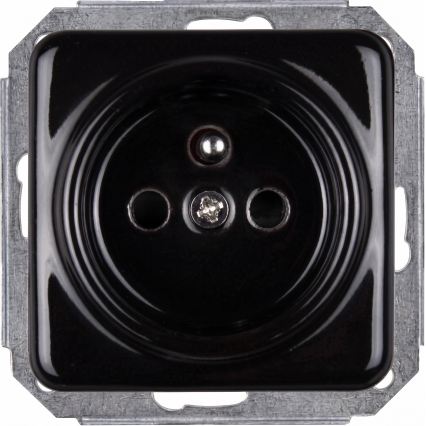 Elhard - topelt keraamiline retro pistikupesa raamiga, 230 V, must