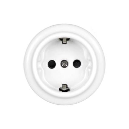 Elhard - Topelt keraamiline retro seinapistikupesa raamiga SCHUKO 230V valge