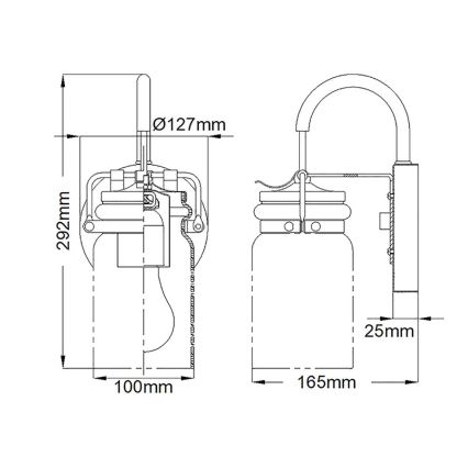 Elstead KL-BRINLEY1-NI - Seinavalgusti BRINLEY 1xE27/60W/230V matt kroom