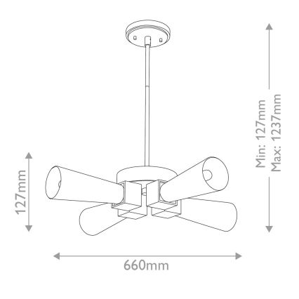 Elstead - kroonlühter varrega KRISTY 4xE27/40W/230V vaskviimistlusega