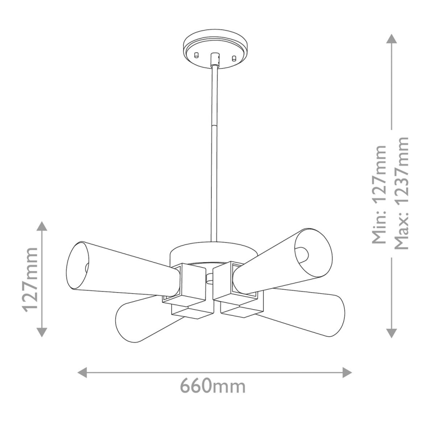 Elstead - kroonlühter varrega KRISTY 4xE27/40W/230V vaskviimistlusega