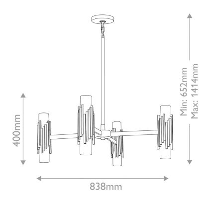 Elstead - MARVELE vardal rippuv lühter, 8xE14/40W/230V, kuldne