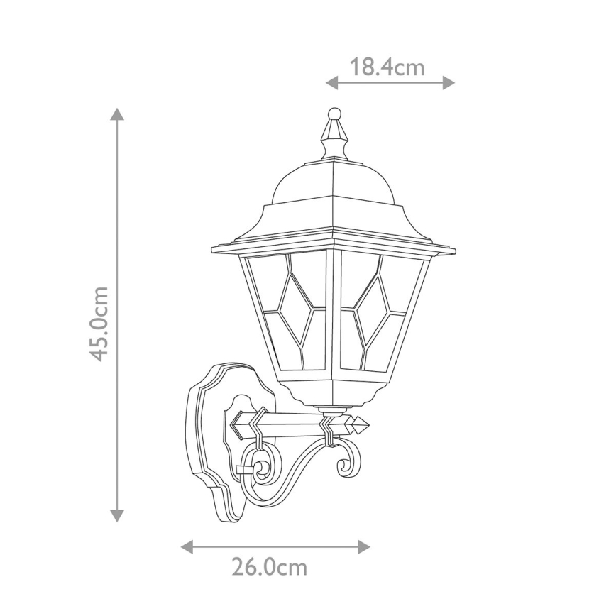 Elstead NR1-BLK - Väli seinavalgusti NORFOLK 1xE27/100W/230V IP43