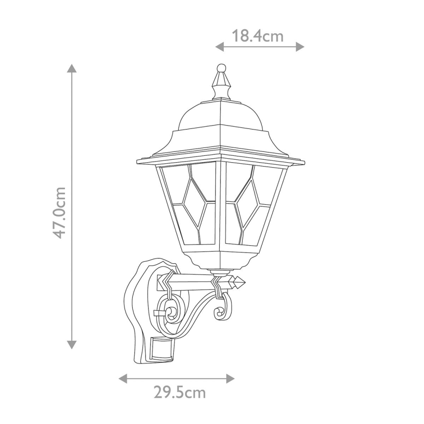 Elstead - Väli seinavalgusti anduriga  NORFOLK 1xE27/100W/230V IP43