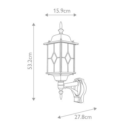 Elstead WX1-PIR - Väli seinavalgusti anduriga WEXFORD 1xE27/100W/230V IP44