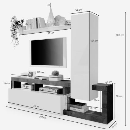 Elutoa seinakomplekt LENOR valge/tamm