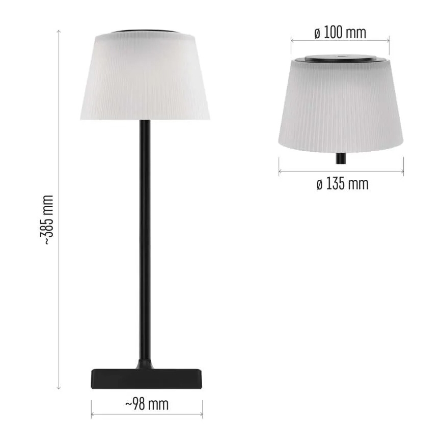 LED Hämardatav taaslaetav lamp KATIE LED/4W/10V 1800mAh IP44 CRI 90 must