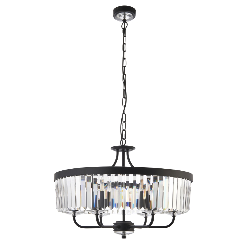 Endon 100711 - Kroonlühter ketiga CHESTERFIELD 6xE14/6W/230V läbimõõt 55 cm must