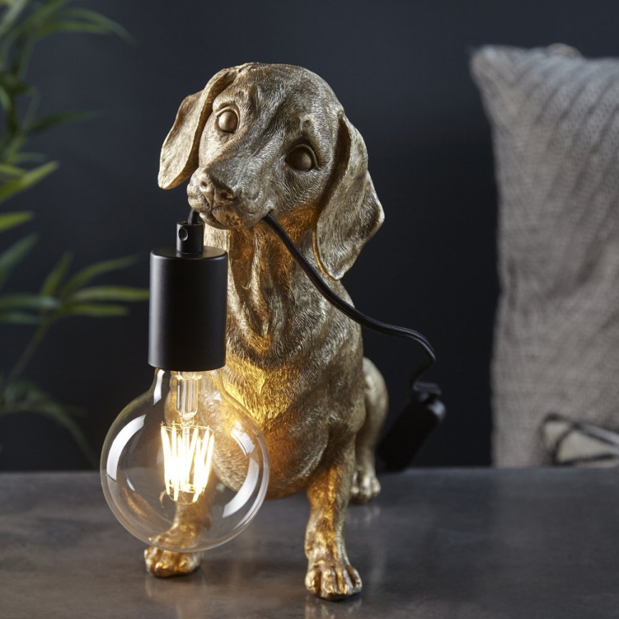 Endon 101187 - Laualamp DACHSHUND 1xE27/10W/230V kuldne