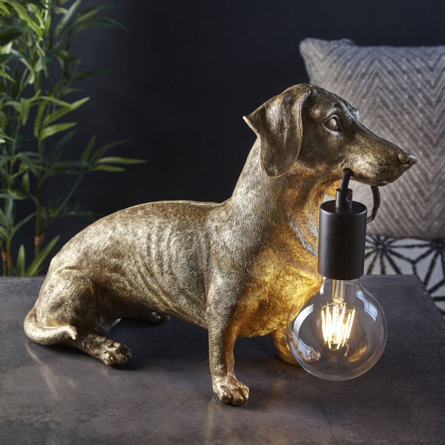 Endon 101187 - Laualamp DACHSHUND 1xE27/10W/230V kuldne