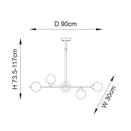 Endon 101348 - Varrega lühter OTIS 5xG9/3W/230V mustkroom/suitsumust