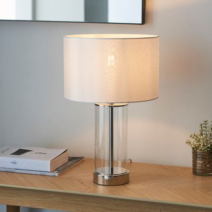 Endon 102674 - Hämardatav laualamp LESSINA 1xE27/10W/230V läikiv kroom/valge