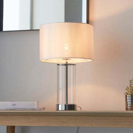 Endon 102674 - Hämardatav laualamp LESSINA 1xE27/10W/230V läikiv kroom/valge