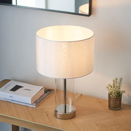 Endon 102674 - Hämardatav laualamp LESSINA 1xE27/10W/230V läikiv kroom/valge