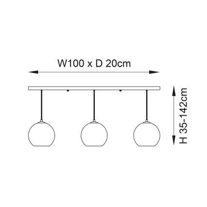 Endon 102929 - Lühter BOLI 3xE27/10W/230V must/suitsune pruun