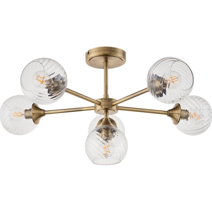 Endon 103171 - Ripplühter ALLEGRA 6xE14/7W/230V messing/läbipaistev