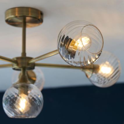 Endon 103171 - Ripplühter ALLEGRA 6xE14/7W/230V messing/läbipaistev