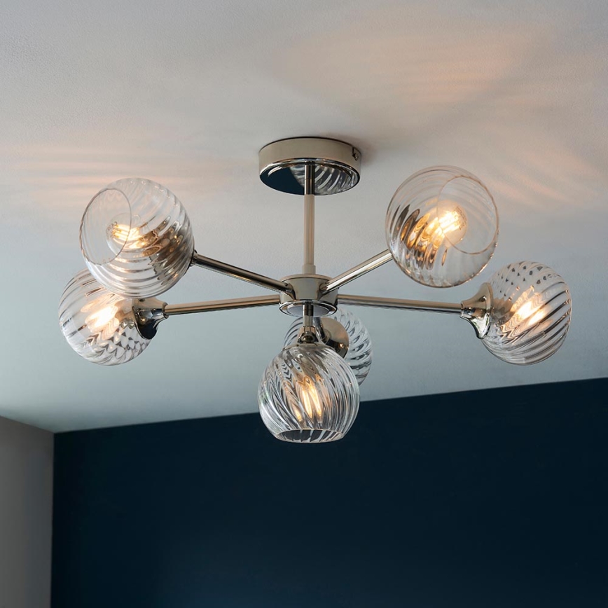 Endon 104050 - Ripplühter ALLEGRA 6xE14/7W/230V läikiv kroom/läbipaistev