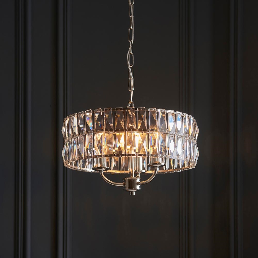 Endon 104466 - Lühter CLIFTON 3xE14/6W/230V läikiv kroom/läbipaistev d. 38,5 cm