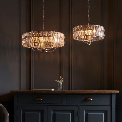 Endon 104466 - Lühter CLIFTON 3xE14/6W/230V läikiv kroom/läbipaistev d. 38,5 cm