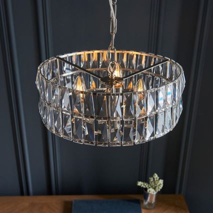 Endon 104466 - Lühter CLIFTON 3xE14/6W/230V läikiv kroom/läbipaistev d. 38,5 cm