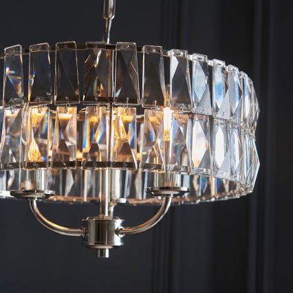 Endon 104466 - Lühter CLIFTON 3xE14/6W/230V läikiv kroom/läbipaistev d. 38,5 cm