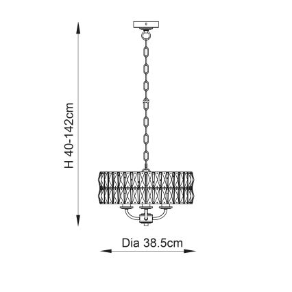 Endon 104466 - Lühter CLIFTON 3xE14/6W/230V läikiv kroom/läbipaistev d. 38,5 cm