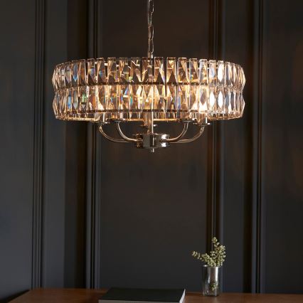 Endon 104467 - Lühter CLIFTON 5xE14/6W/230V läikiv kroom/läbipaistev d. 50,5 cm