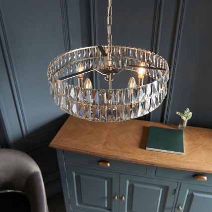 Endon 104467 - Lühter CLIFTON 5xE14/6W/230V läikiv kroom/läbipaistev d. 50,5 cm